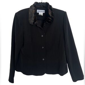 Vintage Jessica‎ Howard Black Blazer Jacket Faux Fur Collar Size 14